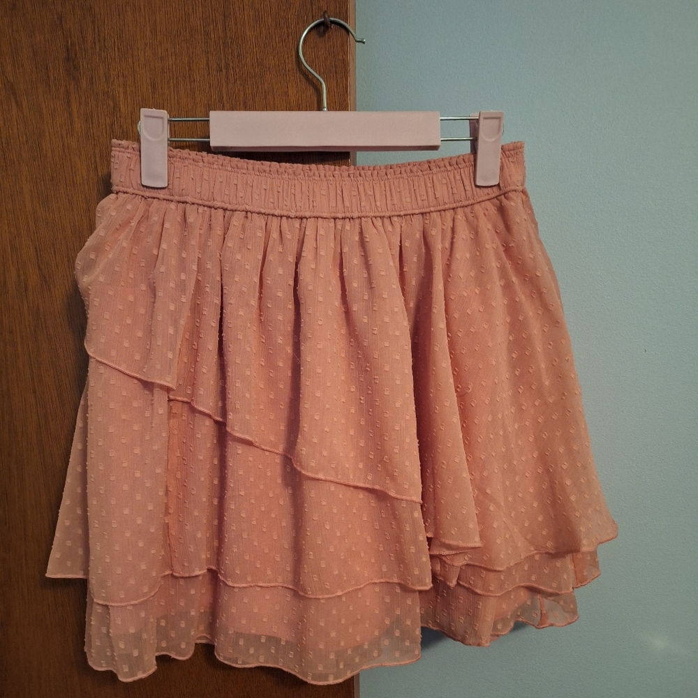 Final Price* Abecrombie & Fitch Pink Layered Swiss Dot Skirt Women's Size S